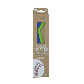 soft silicone straws plus cleaning brush by Little Mashies