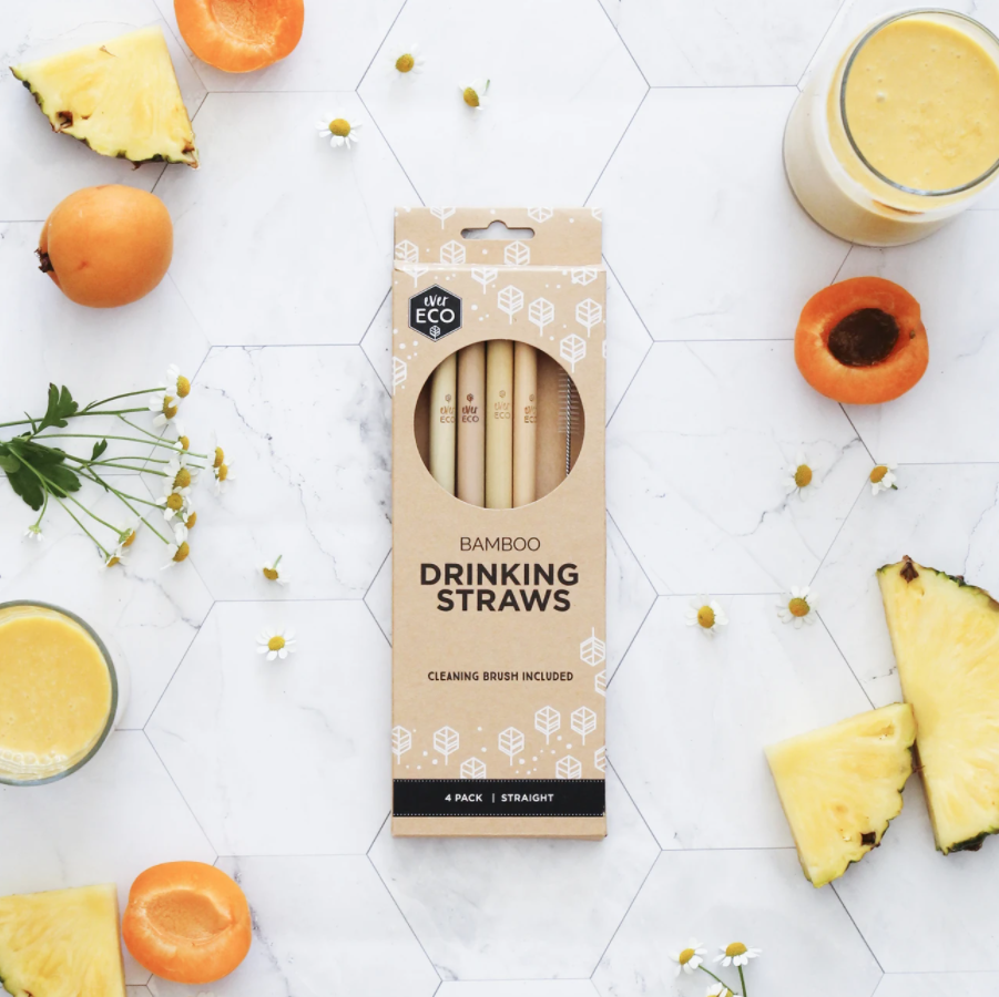 Bamboo Drinking Straws with cleaning brush