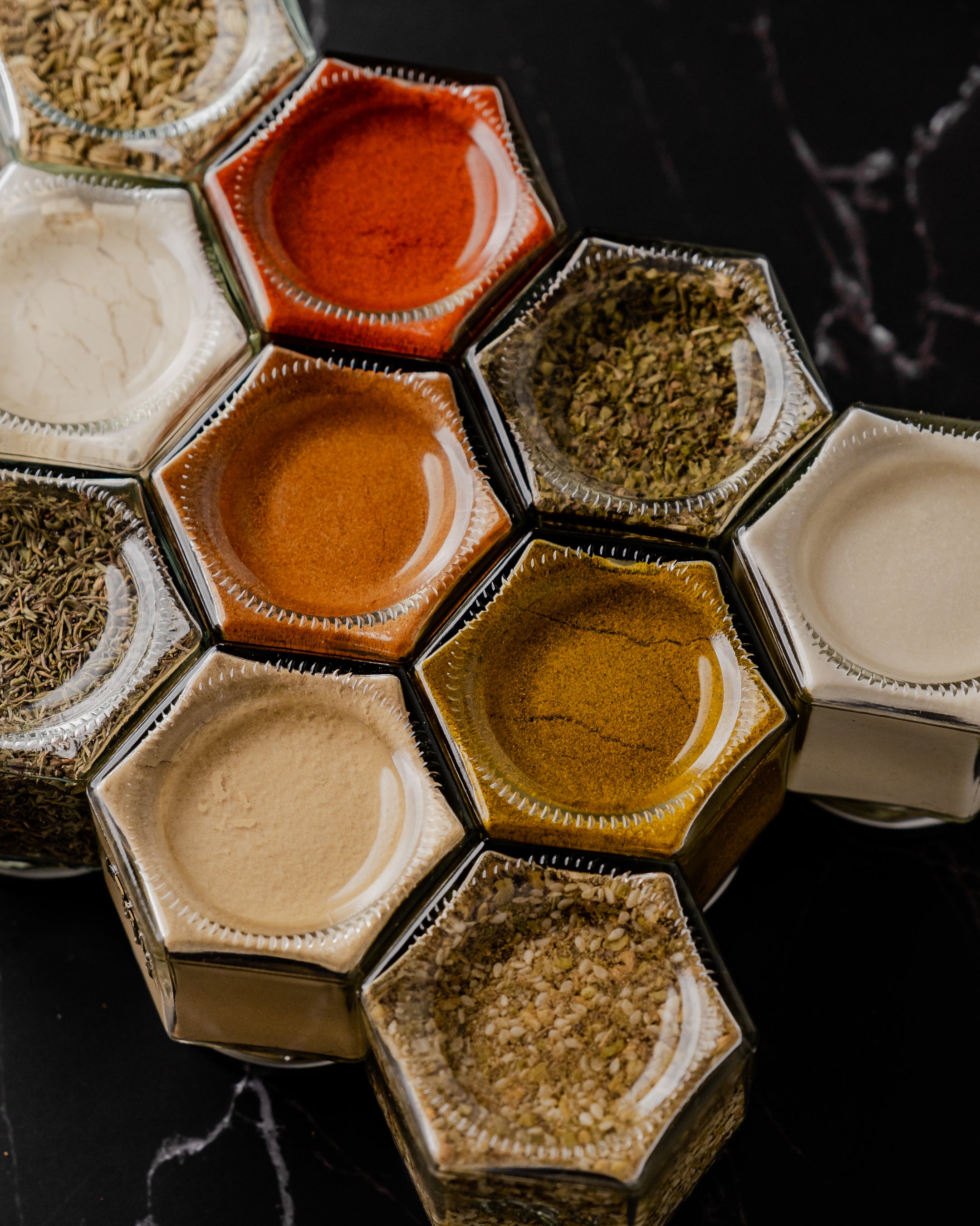 Here & After Use & Refill Jars | Spice Jars | Magnetic Spice Jars | Zero Waste | Hexagonal