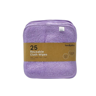 Here&After Reusable Cloth Wipes Lavender 25 pack | Cloth Baby Wipes by Here and After