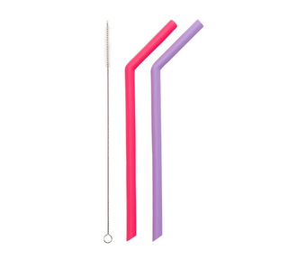 soft silicone straws plus cleaning brush by Little Mashies