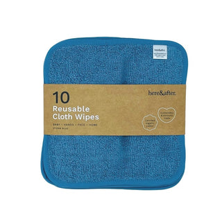 Here&After Reusable Cloth Wipes Storm Blue 10 pack | Cloth Baby Wipes by Here and After