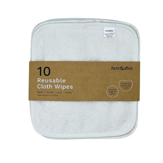 Here&After Reusable Cloth Wipes Unbeached White 10 pack | Cloth Baby Wipes by Here and After
