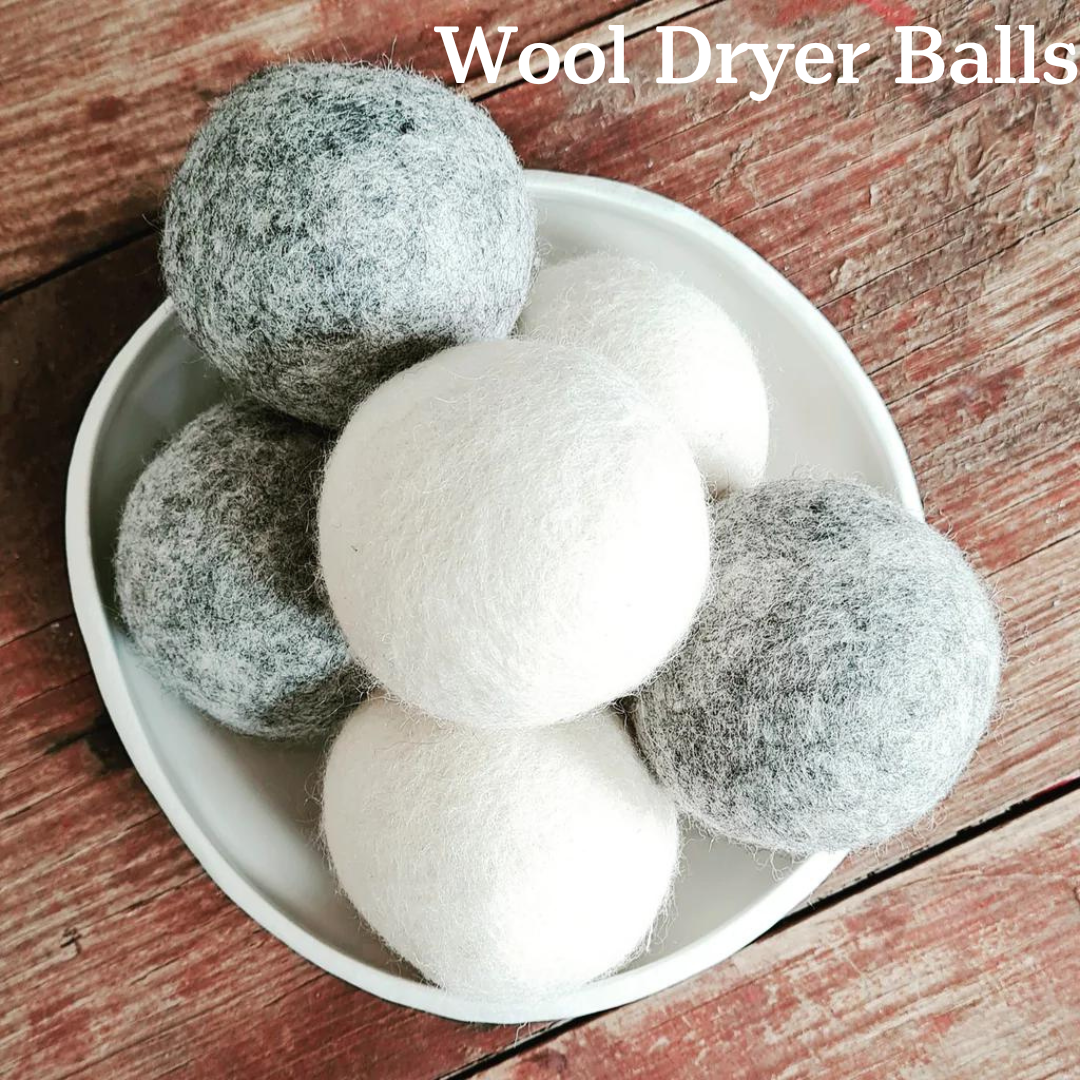 Wool dryer balls - grey and white 