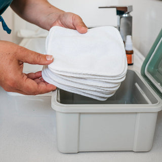 Add wipes to water | cotton reusable wipes | cloth wipes for cloth nappy users by Here and After